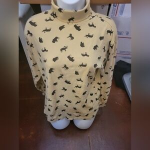 Women's Beige Animal Print Turtleneck Top